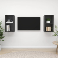 Produktbild för Väggmonterade tv-skåp 2 st grå konstruerat trä