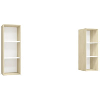 Miniatyr av produktbild för Väggmonterade tv-skåp 2 st vit och sonoma-ek konstruerat trä