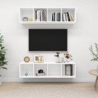 Produktbild för Väggmonterade tv-skåp 2 st vit konstruerat trä
