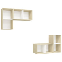 Miniatyr av produktbild för Väggmonterade tv-skåp 4 st vit och sonoma-ek konstruerat trä