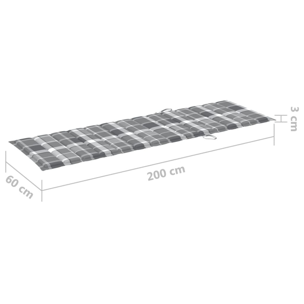 Produktbild för Solsäng för 2 med dyna grå massivt akaciaträ