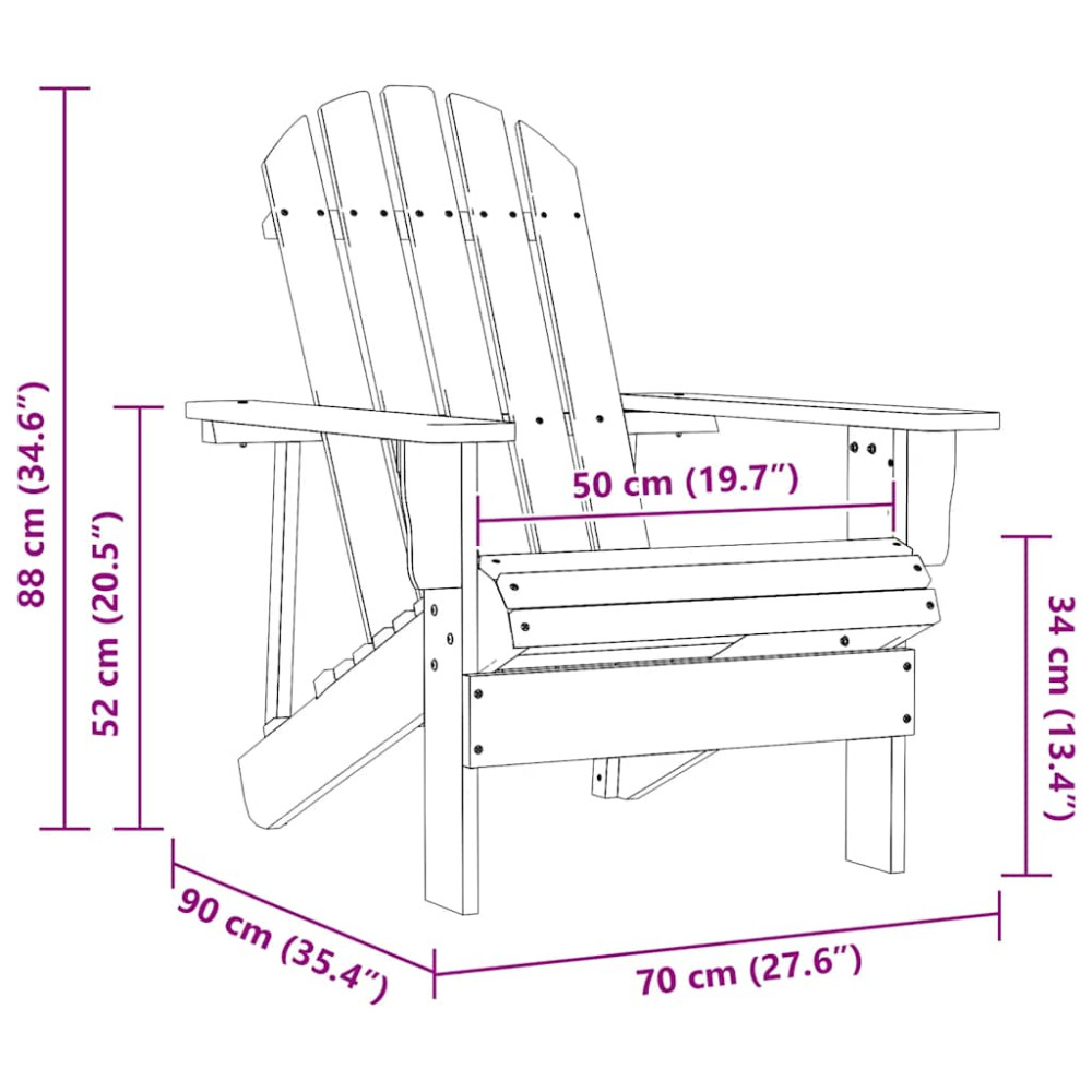 Produktbild för Adirondackstol massivt granträ blå