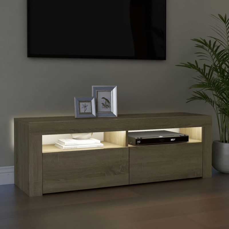 Produktbild för TV-bänk med LED-belysning sonoma-ek 120x35x40 cm