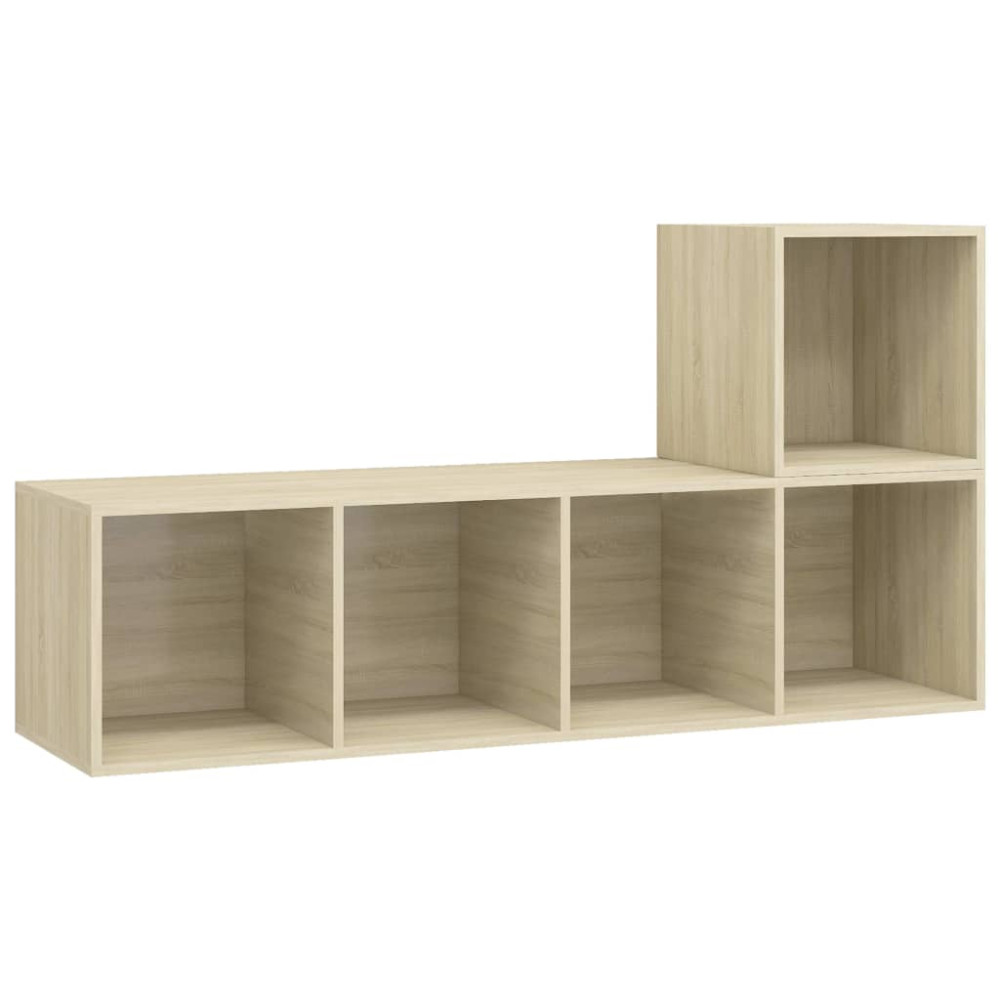 Produktbild för TV-skåp 2 delar sonoma-ek konstruerat trä