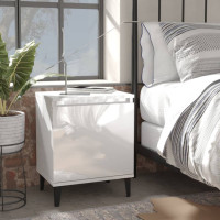 Miniatyr av produktbild för Sängbord med metallben vit högglans 40x30x50 cm