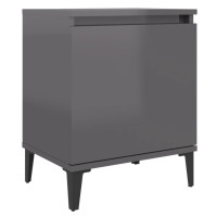 Miniatyr av produktbild för Sängbord med metallben grå högglans 40x30x50 cm