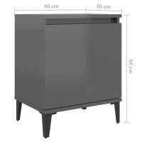 Miniatyr av produktbild för Sängbord med metallben grå högglans 40x30x50 cm