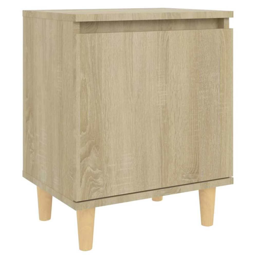 Produktbild för Sängbord med massiva träben sonoma-ek 40x30x50 cm