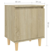 Produktbild för Sängbord med massiva träben sonoma-ek 40x30x50 cm
