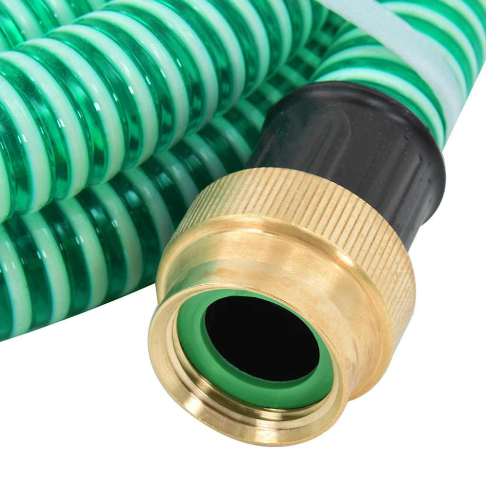 Produktbild för Sugslang med kopplingar mässing grön 1,1" 3 m PVC