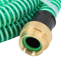 Produktbild för Sugslang med kopplingar mässing grön 1,1" 7 m PVC