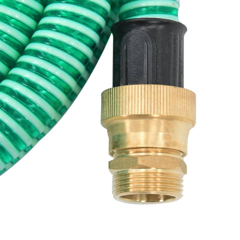 Produktbild för Sugslang med kopplingar mässing grön 1,1" 7 m PVC