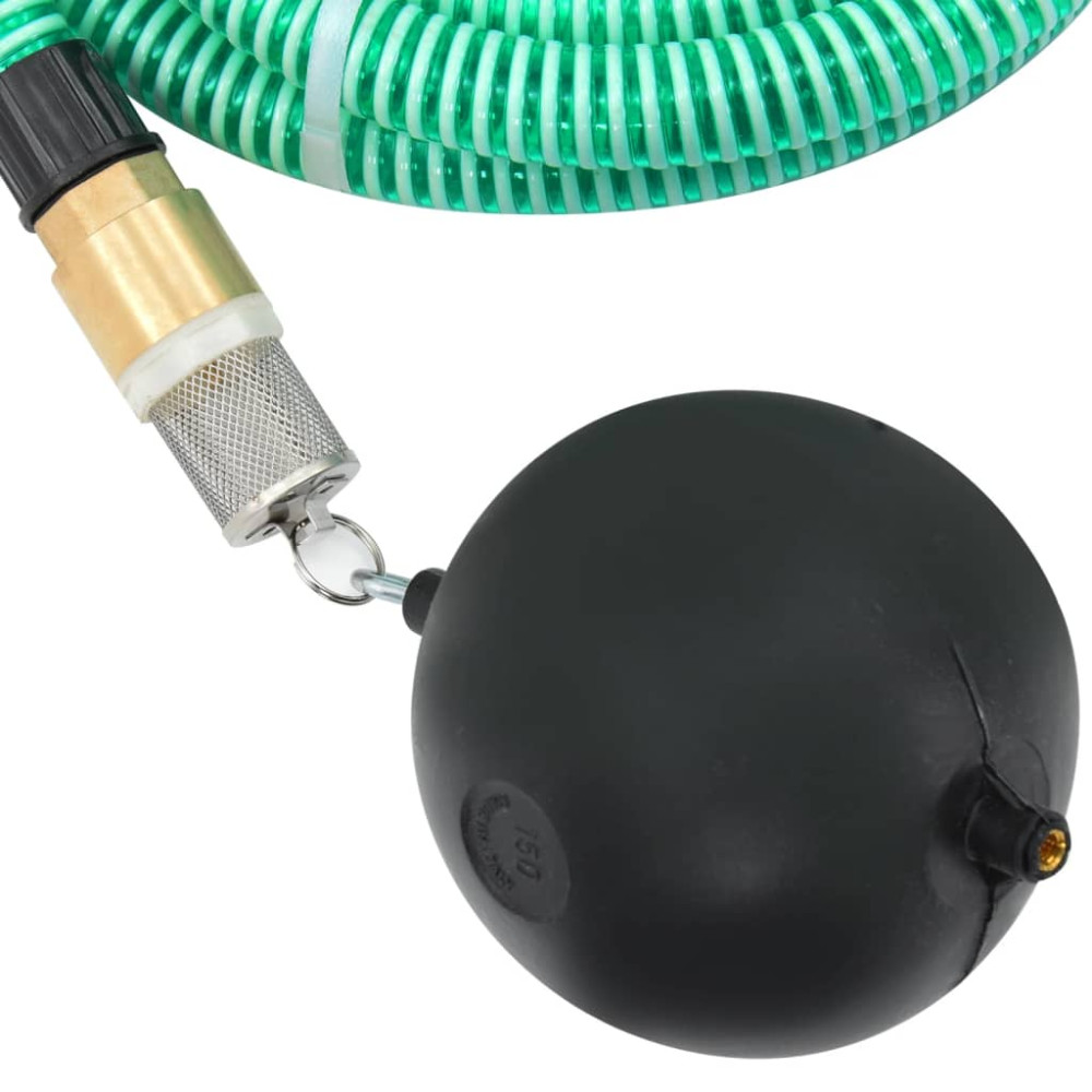 Produktbild för Sugslang med kopplingar mässing grön 1,1" 15 m PVC