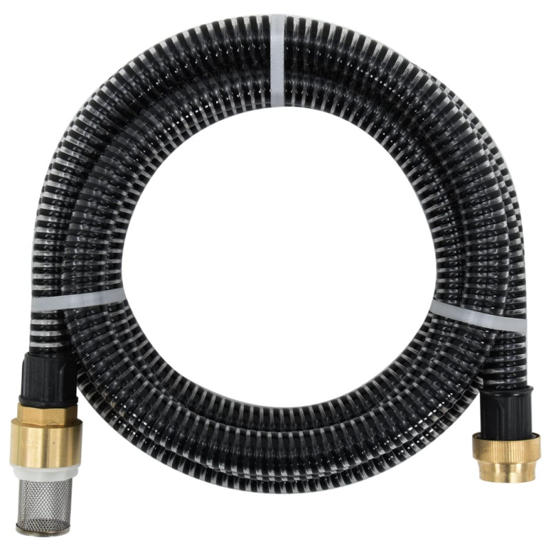 Produktbild för Sugslang med kopplingar mässing svart 1,1" 3 m PVC
