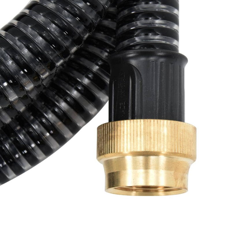 Produktbild för Sugslang med kopplingar mässing svart 1,1" 3 m PVC