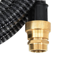Produktbild för Sugslang med kopplingar mässing svart 1,1" 3 m PVC