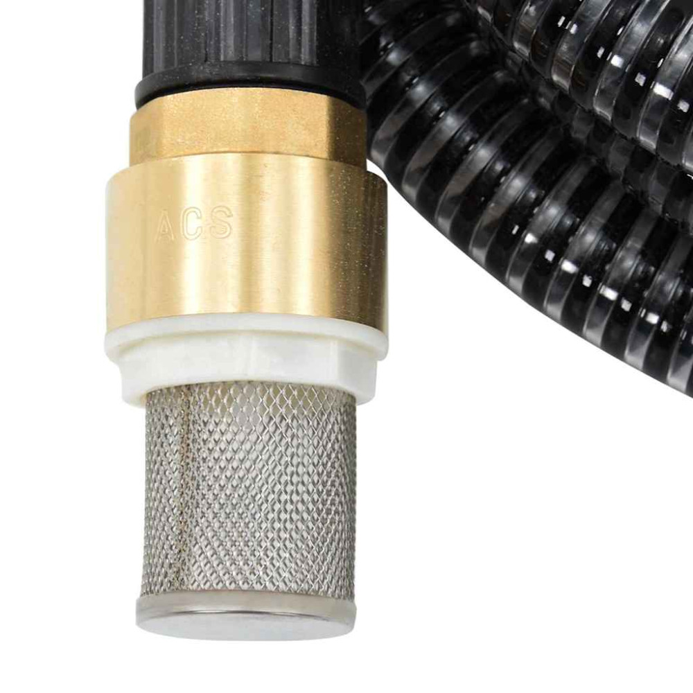 Produktbild för Sugslang med kopplingar mässing svart 1,1" 4 m PVC
