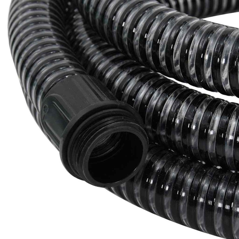 Produktbild för Sugslang med kopplingar mässing svart 1,1" 4 m PVC