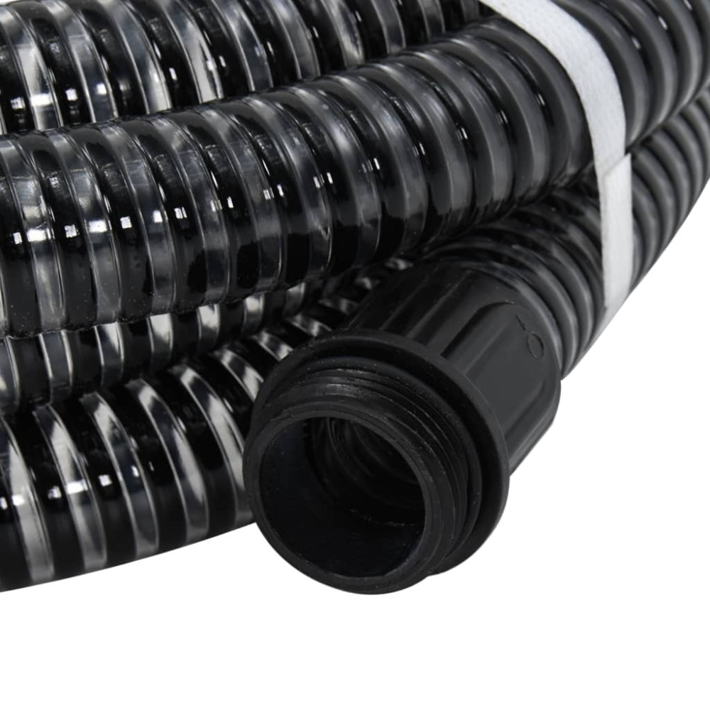 Produktbild för Sugslang med kopplingar mässing svart 1,1" 4 m PVC