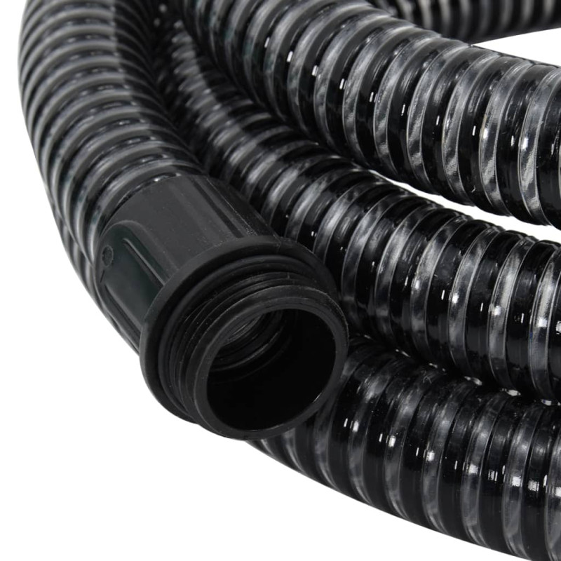 Produktbild för Sugslang med kopplingar mässing svart 1,1" 5 m PVC