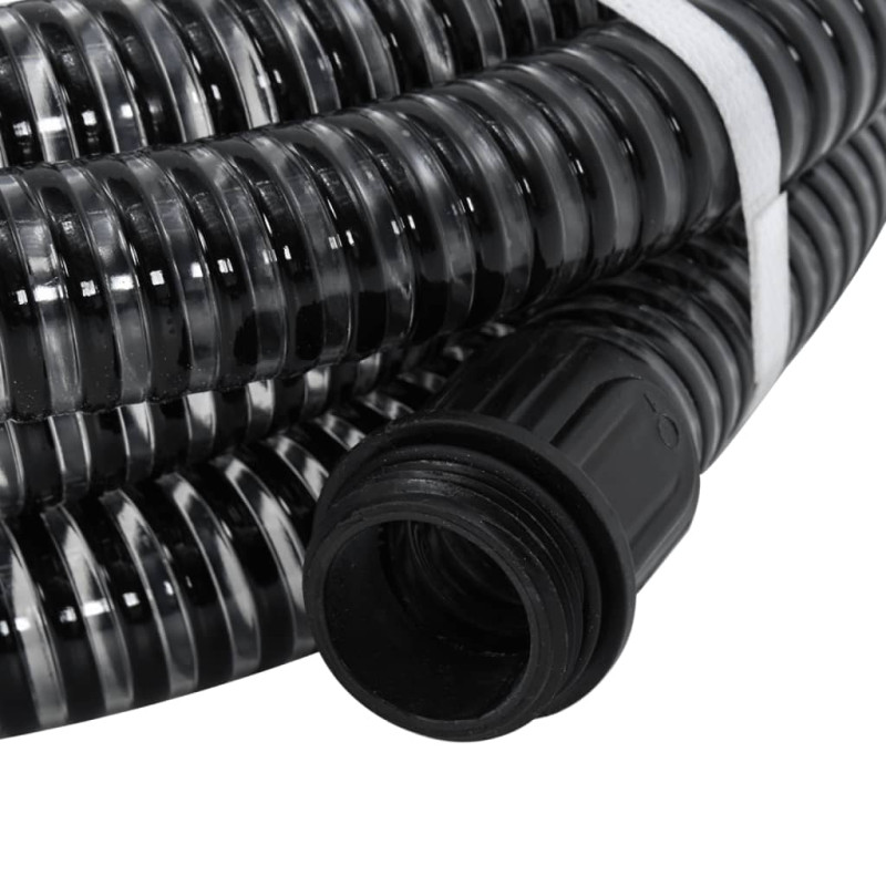 Produktbild för Sugslang med kopplingar mässing svart 1,1" 5 m PVC