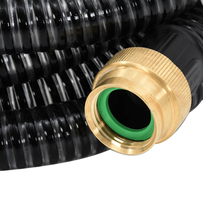 Produktbild för Sugslang med kopplingar mässing svart 1,1" 7 m PVC