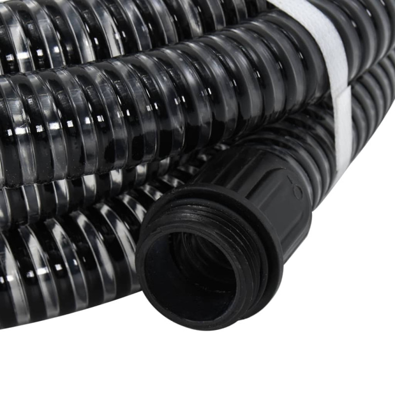 Produktbild för Sugslang med kopplingar mässing svart 1,1" 15 m PVC