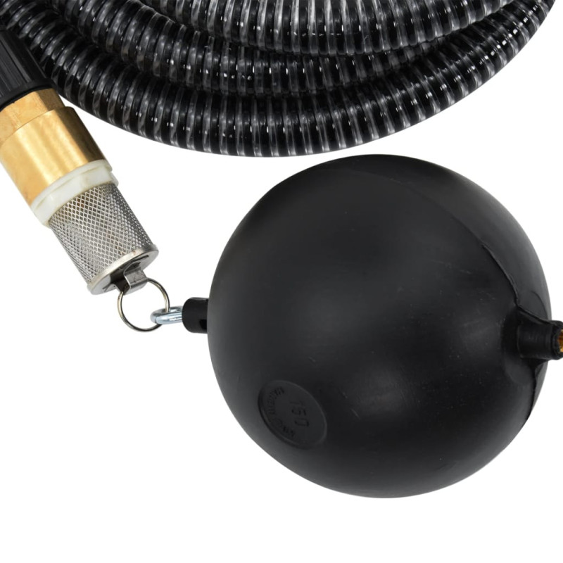 Produktbild för Sugslang med kopplingar mässing svart 1,1" 15 m PVC