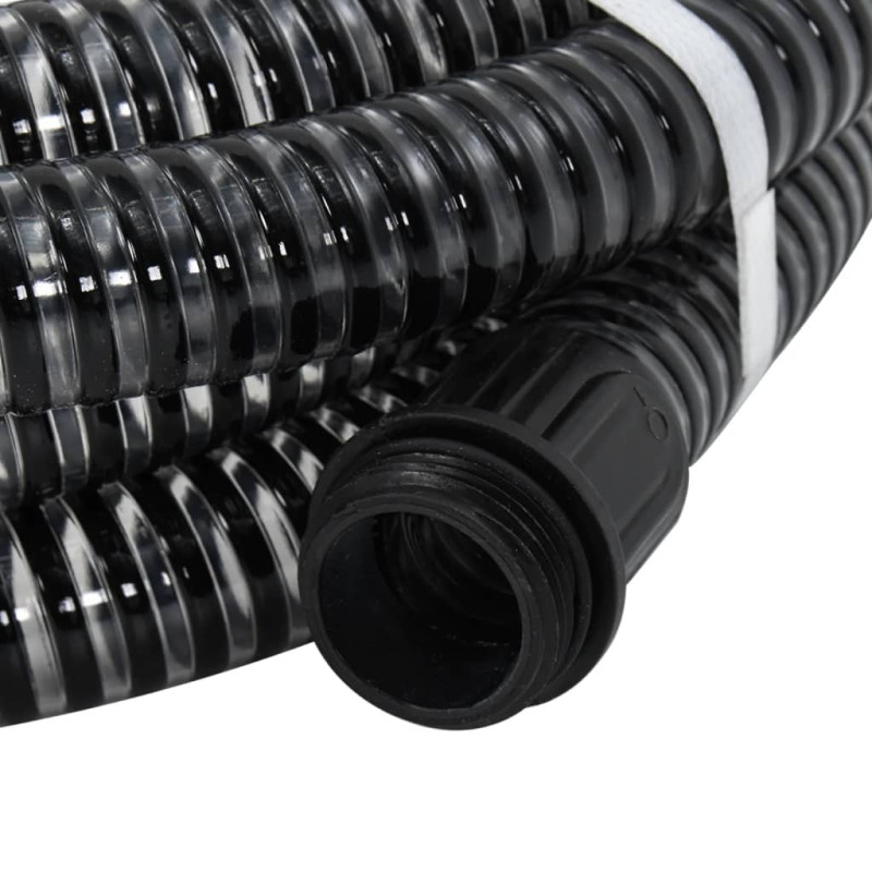 Produktbild för Sugslang med kopplingar mässing svart 1,1" 25 m PVC