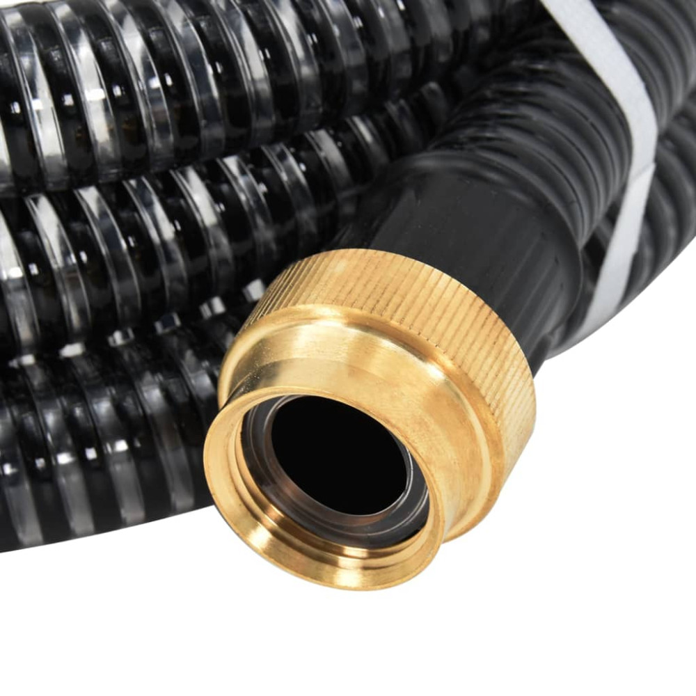 Produktbild för Sugslang med kopplingar mässing svart 1,1" 25 m PVC