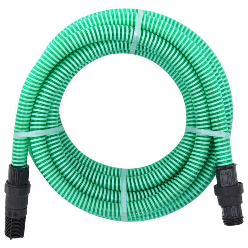 Produktbild för Sugslang med kopplingar mässing grön 1" 4 m PVC