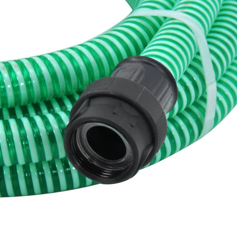 Produktbild för Sugslang med kopplingar mässing grön 1" 4 m PVC