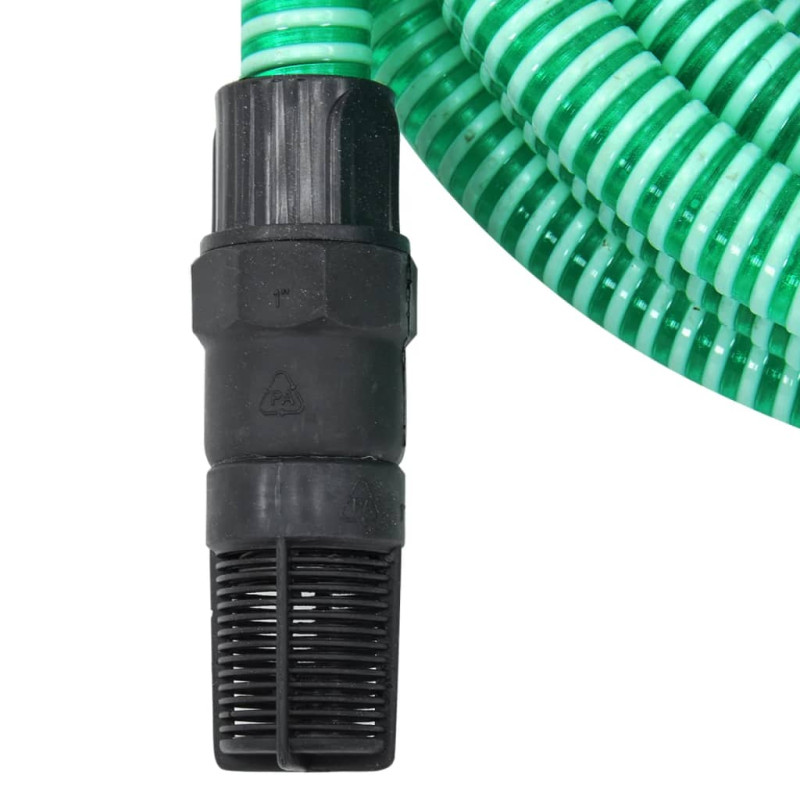 Produktbild för Sugslang med kopplingar mässing grön 1" 10 m PVC