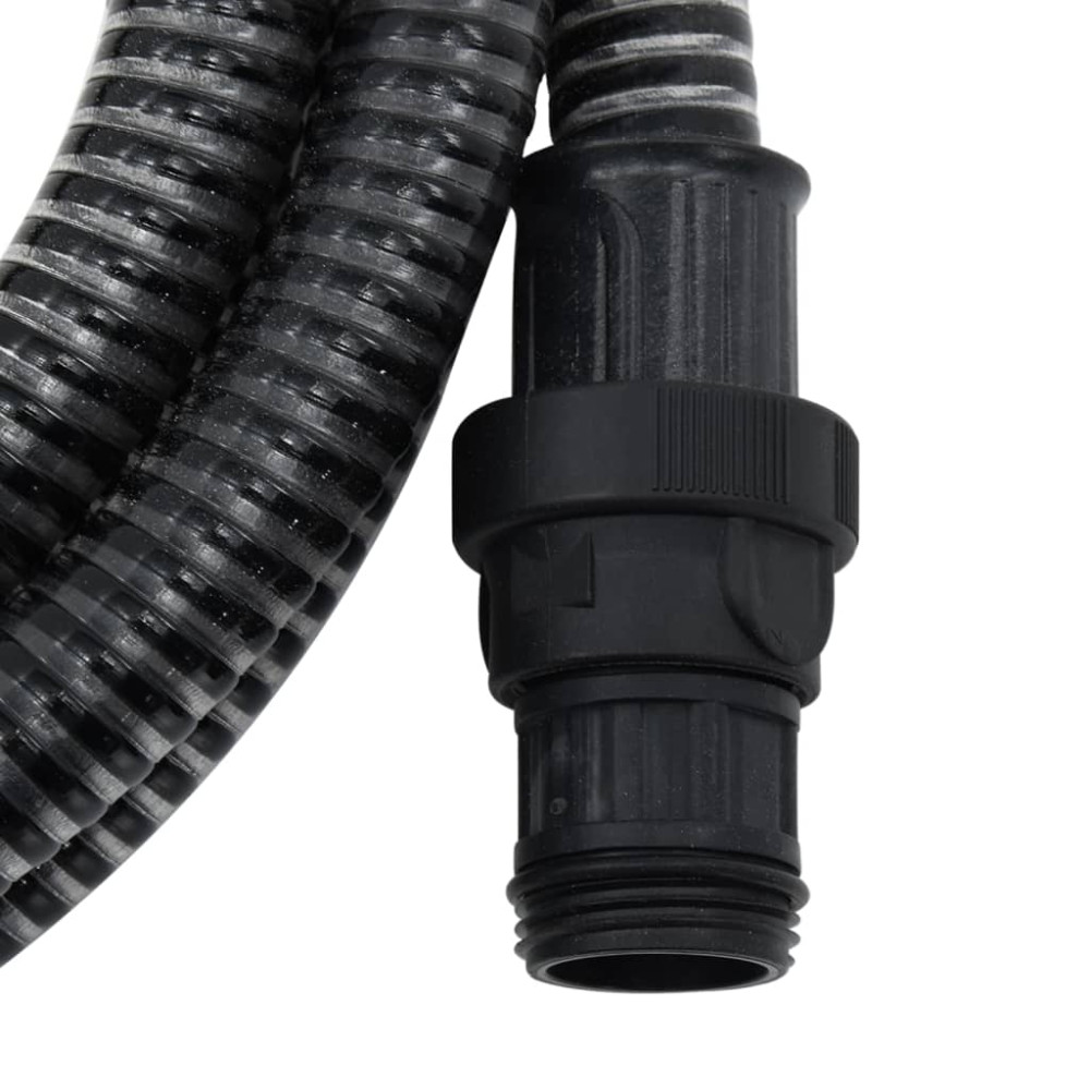 Produktbild för Sugslang med kopplingar mässing svart 1" 4 m PVC