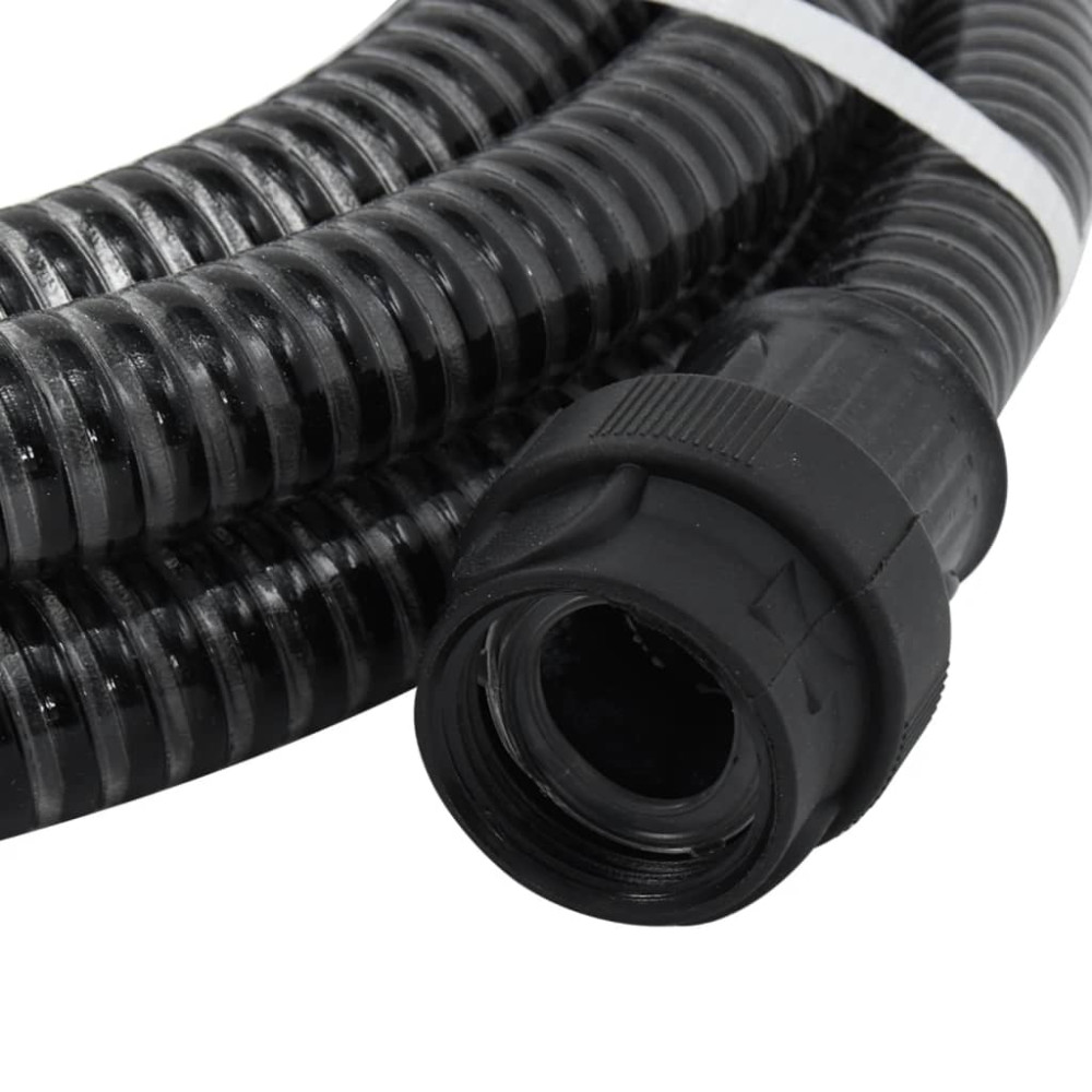Produktbild för Sugslang med kopplingar mässing svart 1" 4 m PVC