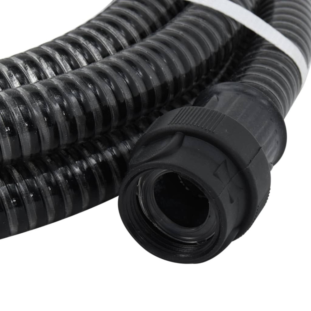 Produktbild för Sugslang med kopplingar mässing svart 1" 7 m PVC