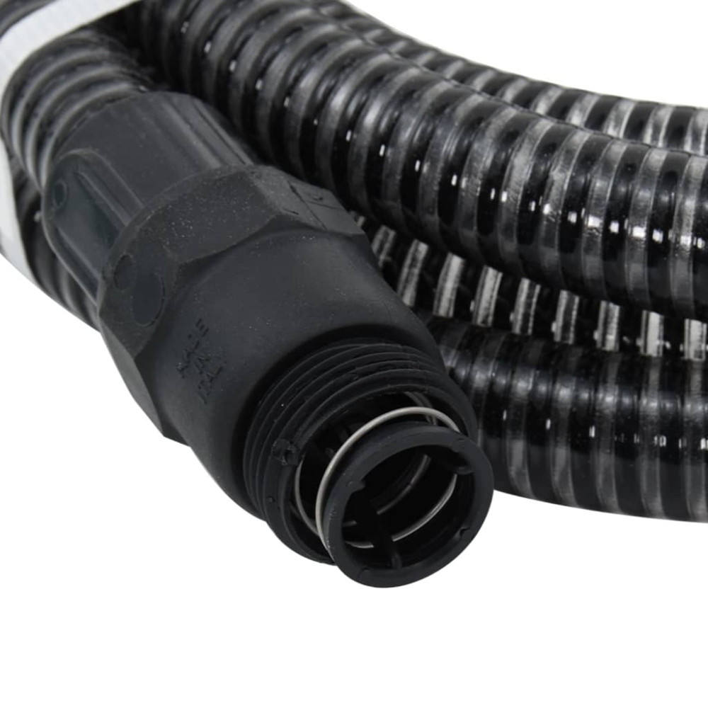 Produktbild för Sugslang med kopplingar mässing svart 1" 7 m PVC