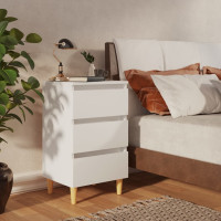 Miniatyr av produktbild för Sängbord med ben i massivt trä 2 st vit 40x30x69 cm