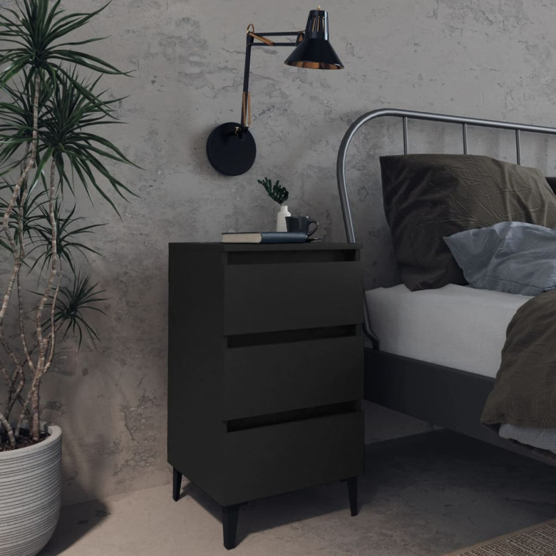 Produktbild för Sängbord med metallben 2 st svart 40x35x69 cm