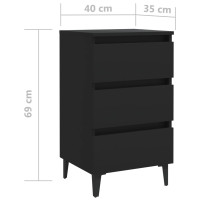 Miniatyr av produktbild för Sängbord med metallben 2 st svart 40x35x69 cm