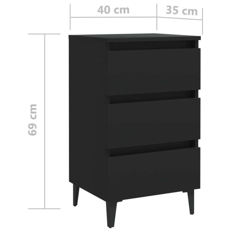 Produktbild för Sängbord med metallben 2 st svart 40x35x69 cm