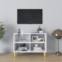 Miniatyr av produktbild för TV-bänk med massiva ben vit 69,5x30x50 cm