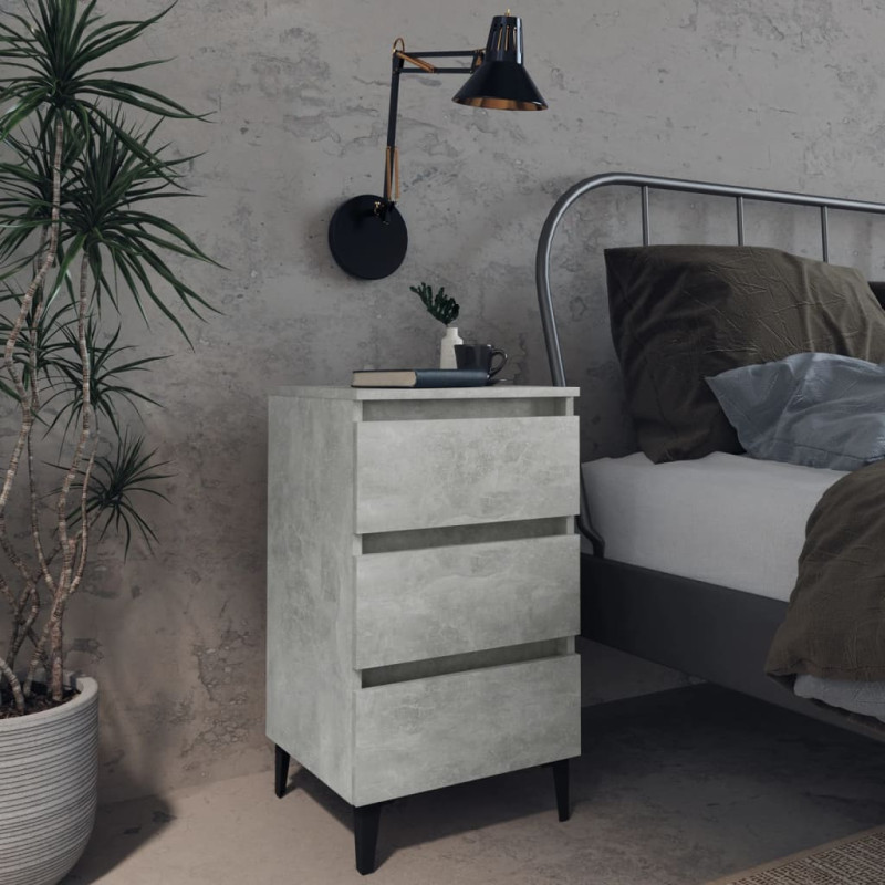 Produktbild för Sängbord med metallben 2 st betonggrå 40x35x69 cm