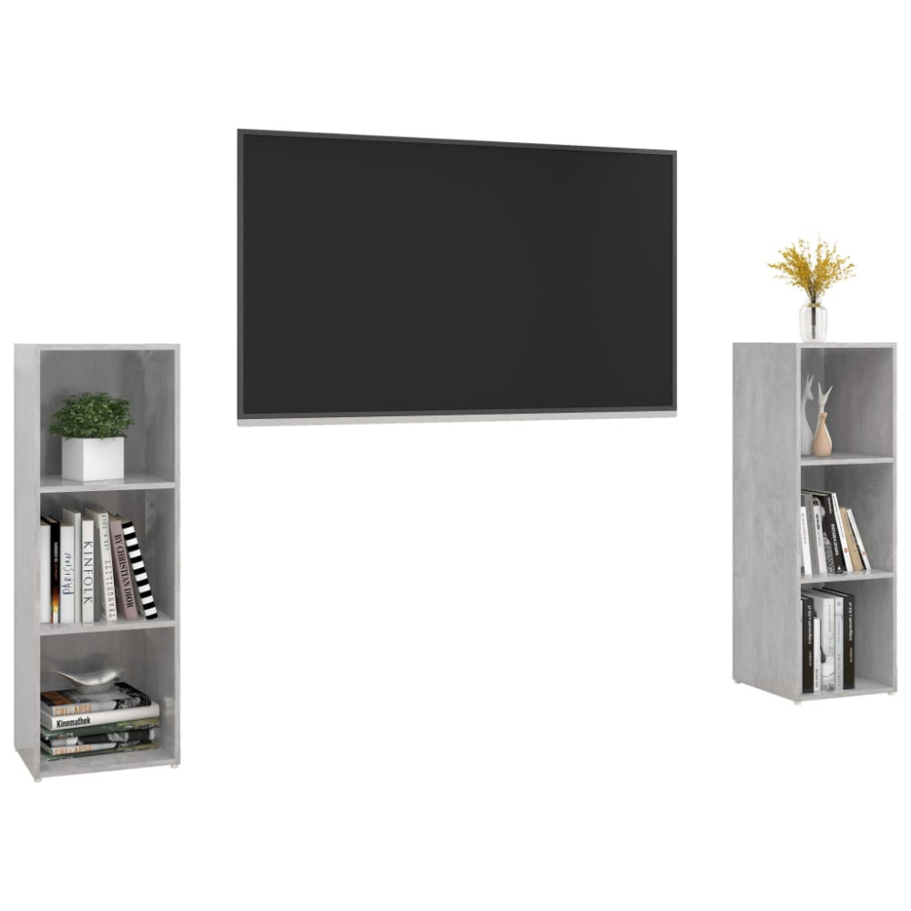 Produktbild för TV-skåp 2 delar betonggrå 107x35x37 cm konstruerat trä