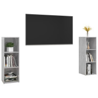 Produktbild för TV-skåp 2 delar betonggrå 107x35x37 cm konstruerat trä