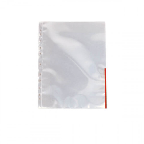 ESSELTE Plastficka A4 105my Transparent Röd 100-pack