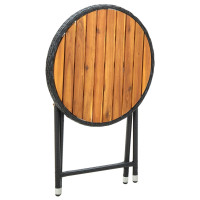 Produktbild för Tebord svart 60 cm konstrotting och massivt akaciaträ