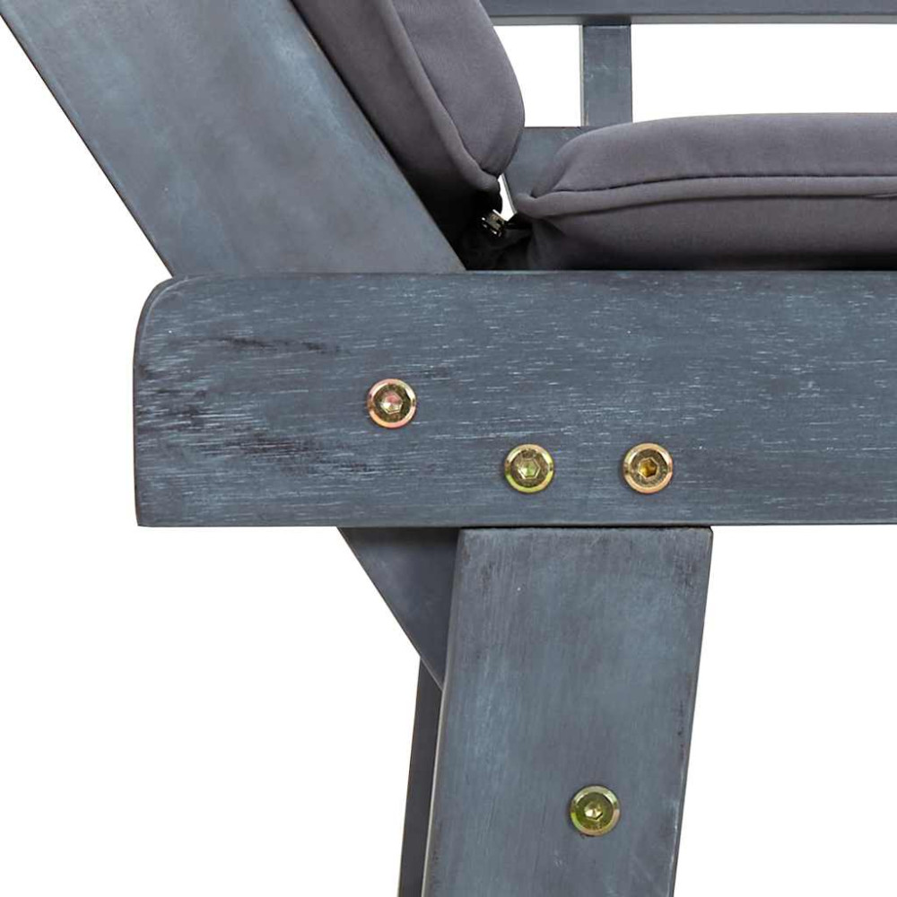 Produktbild för Trädgårdsbänk med dynor 2-i-1 190 cm grå massivt akaciaträ