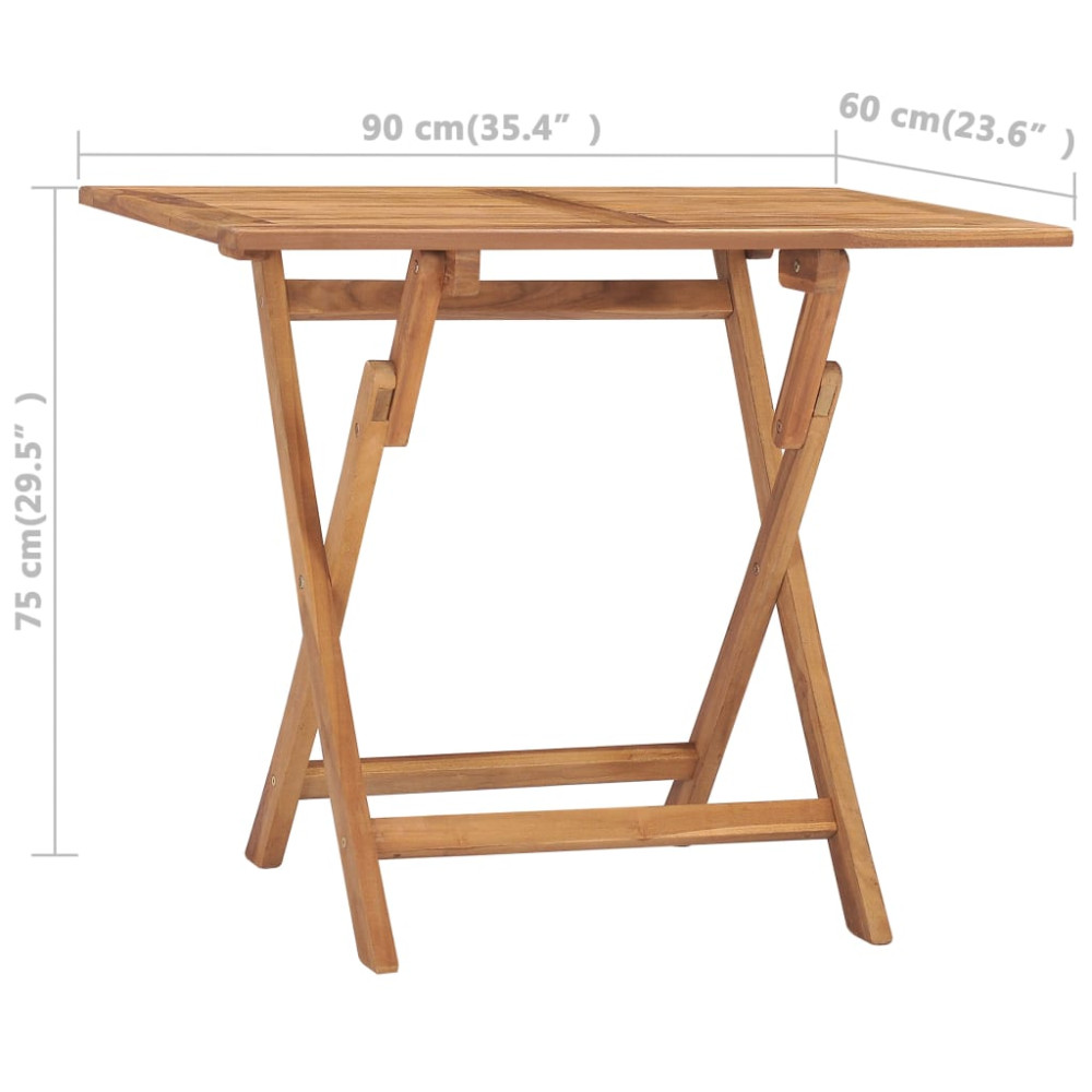 Produktbild för Hopfällbart trädgårdsbord 90x60x75 cm massiv teak