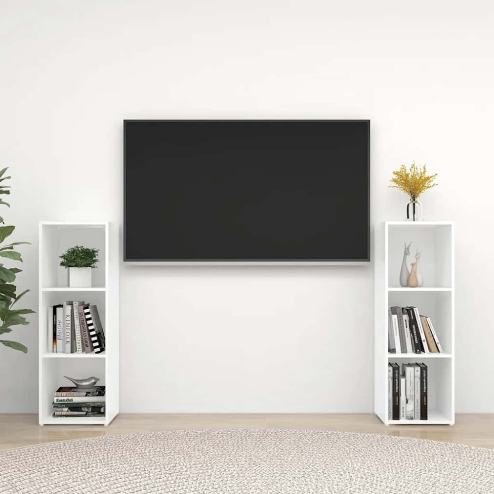 Produktbild för TV-skåp 2 st vit 107x35x37 cm konstruerat trä
